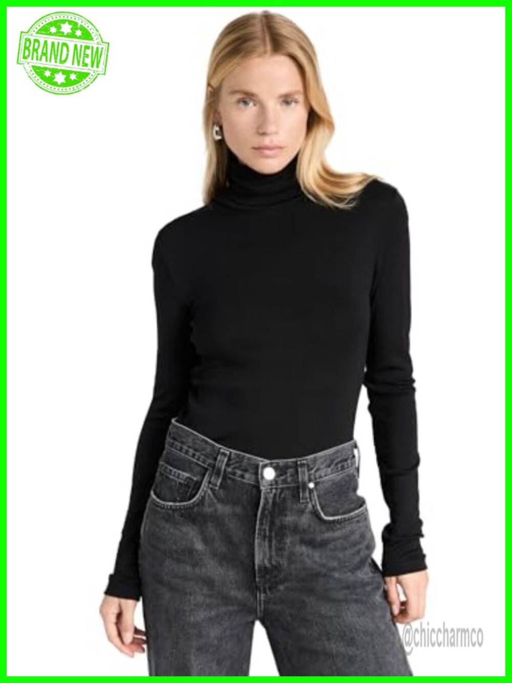 Classic Cotton Turtleneck Long Sleeve Pullover Top